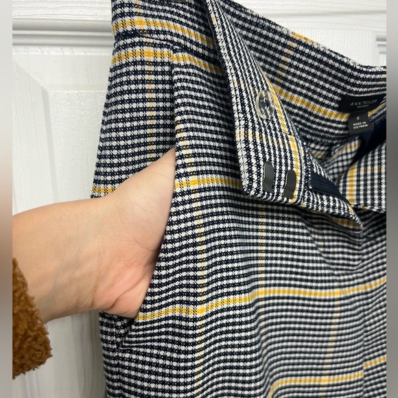 Ann Taylor Factory Plaid Trousers in Navy and Yellow - Picture 3 of 4